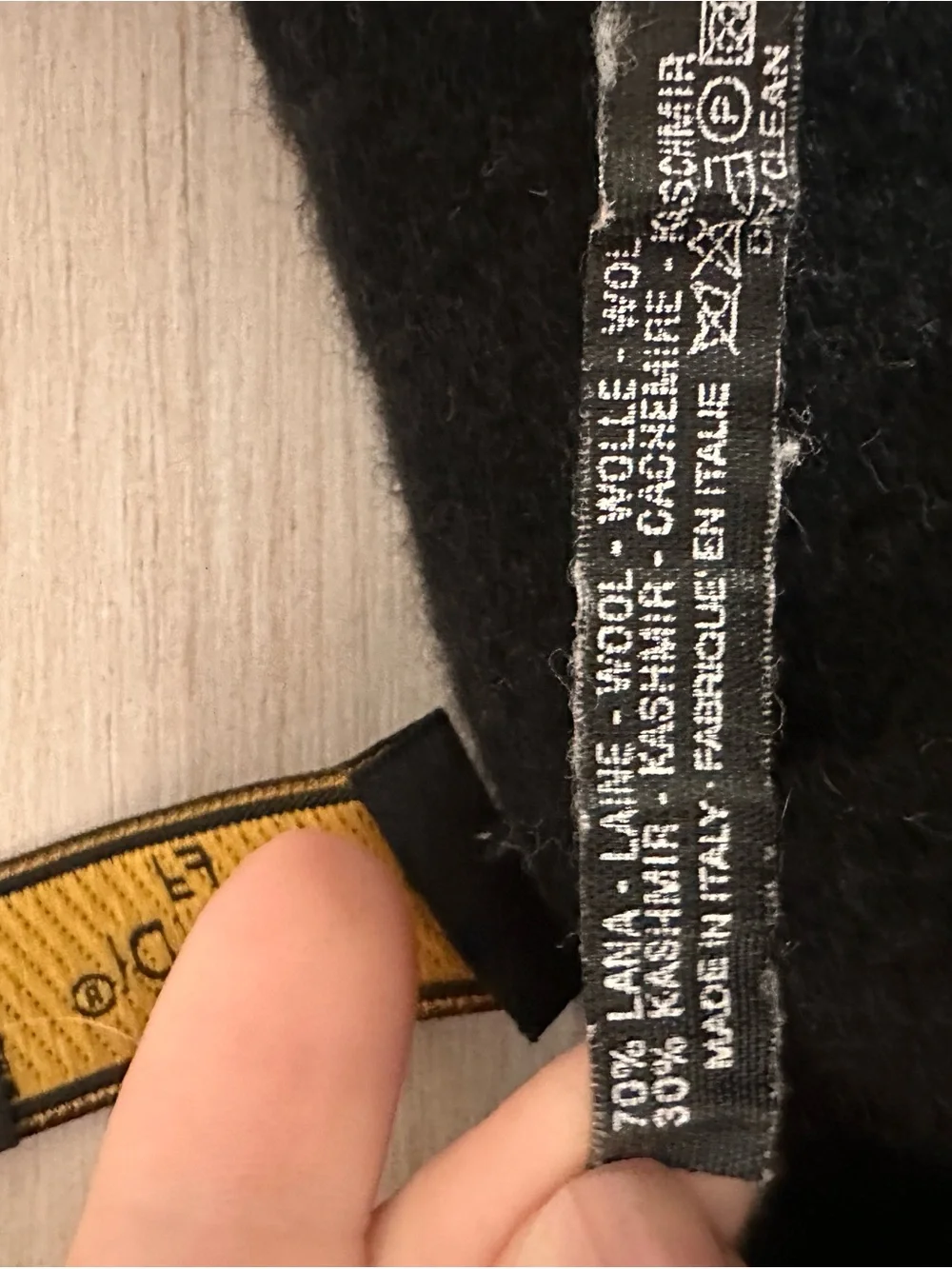 Fendi Black Fringed Wool Scarf